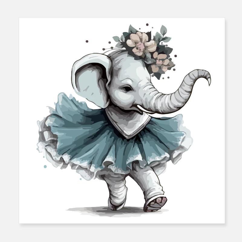 Zouzou der Elefant mit dem Tutu Poster 20x20 cm
