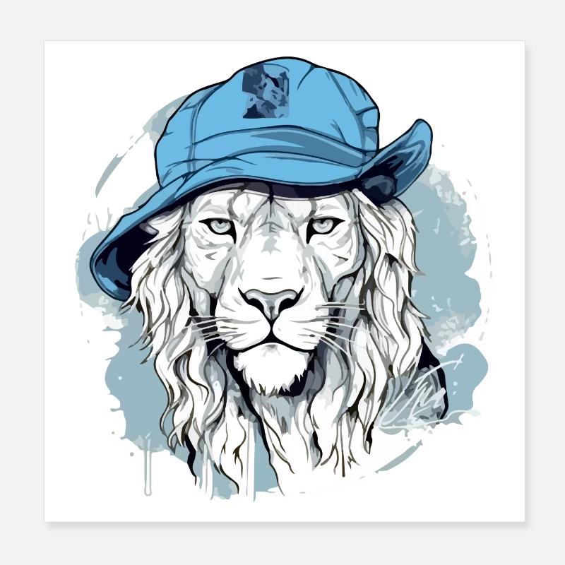 Vikou der blaue Löwe Poster 20x20 cm