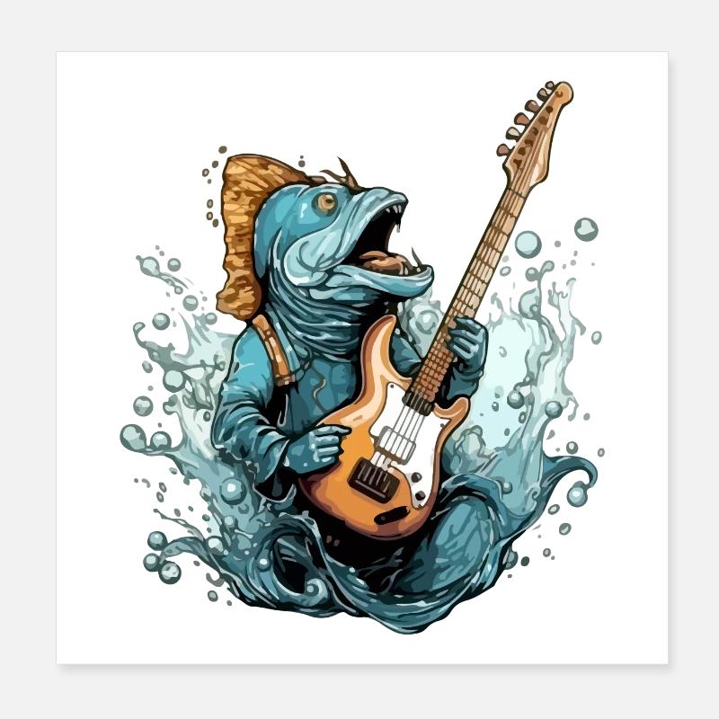 Zazo le poisson guitariste Poster 20 x 20 cm