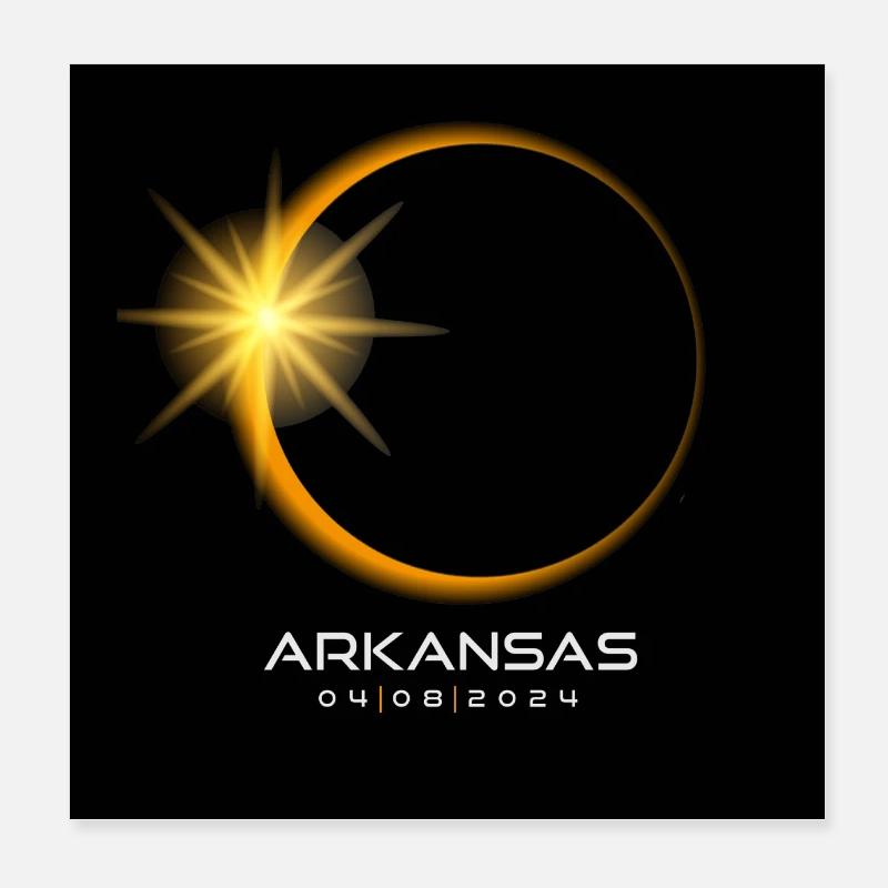 Arkansas Eclipse 2024 Souvenir April 8 Cool Poster 8" x 8" (20x20 cm)