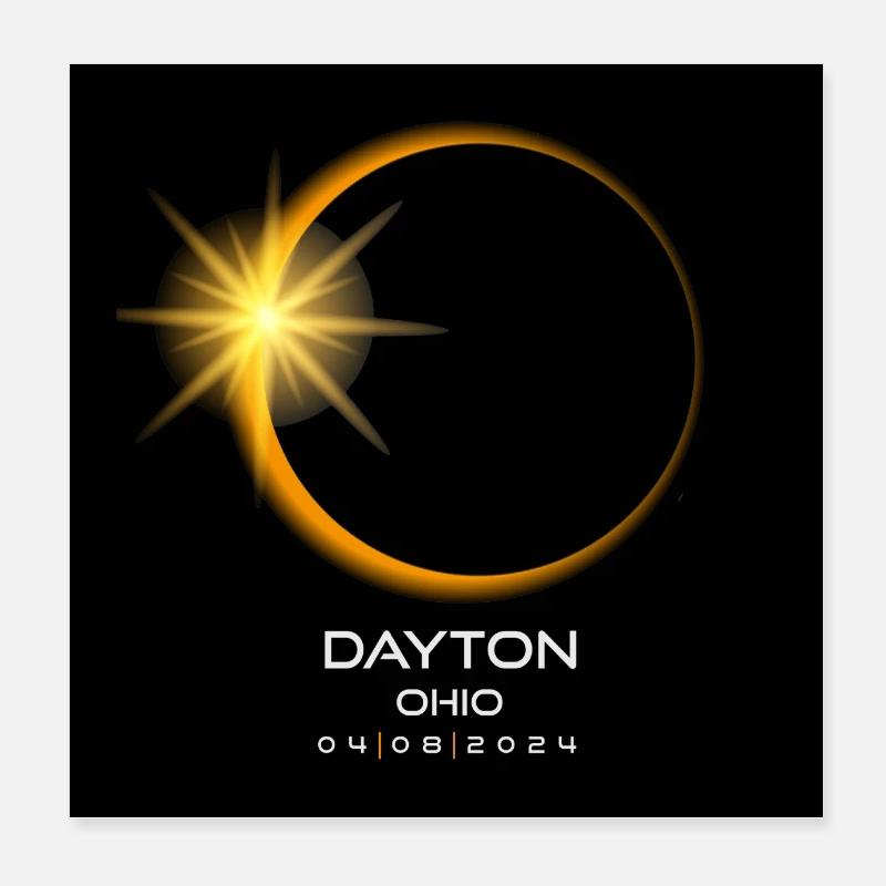 Dayton Ohio Eclipse 2024 Souvenir April 8 Cool Poster 8" x 8" (20x20 cm)