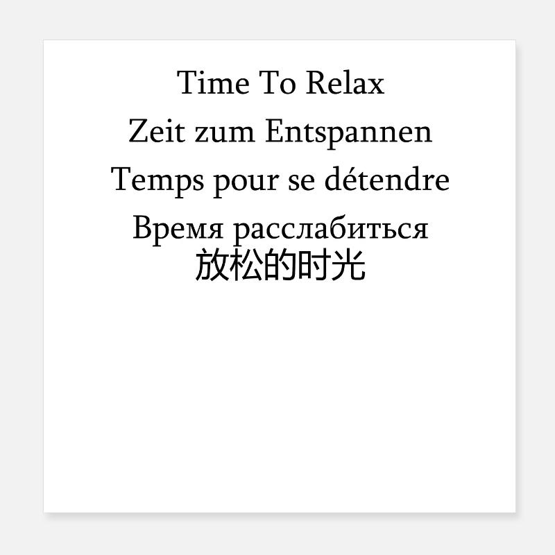 TimeTo Relax - Poster 20x20 cm - Weiß