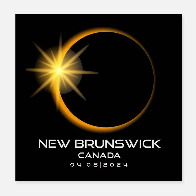 Nouveau-Brunswick Canada Eclipse 2024 Souvenir Avril Poster 20 x 20 cm