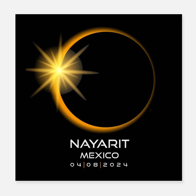 Nayarit Mexico Eclipse 2024 Souvenir April 8 Cool Poster 8" x 8" (20x20 cm)