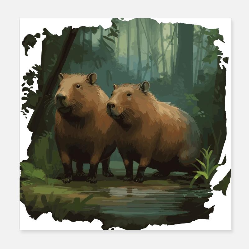 Capybaras capybara Poster 20 x 20 cm