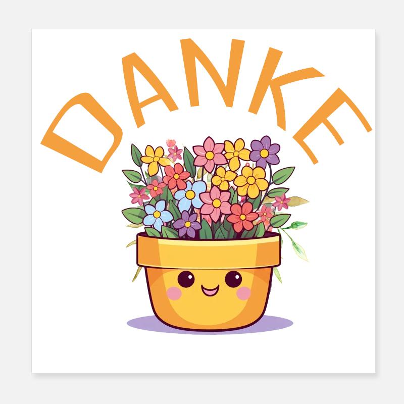 Danke! Blumen-Pott personalisierbar - Poster 20x20 cm - Weiß