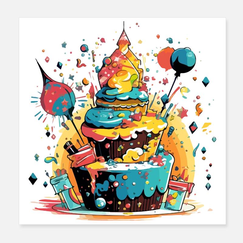 Geburtstagskuchen Poster 20x20 cm