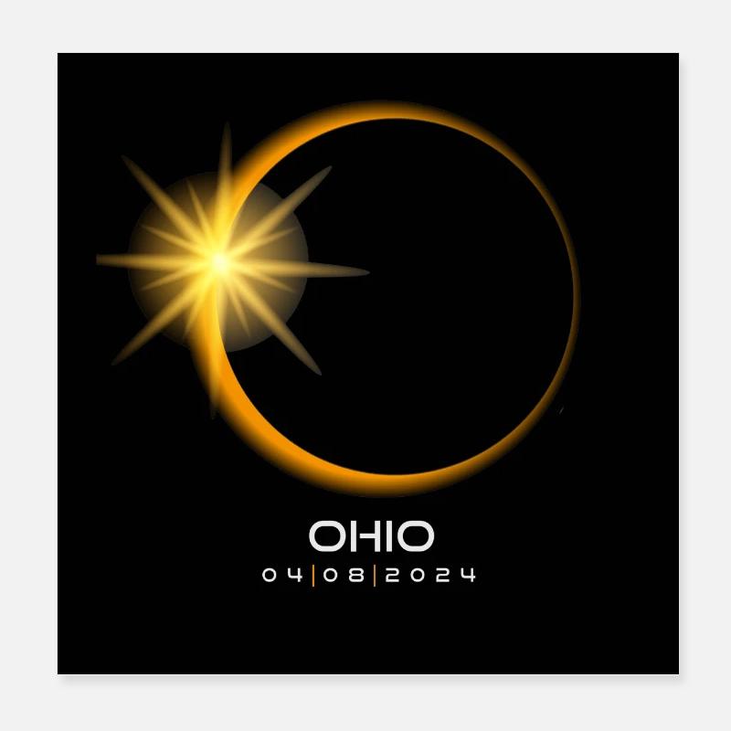 Ohio Eclipse 2024 Souvenir April 8 Cool Memento Poster 8" x 8" (20x20 cm)
