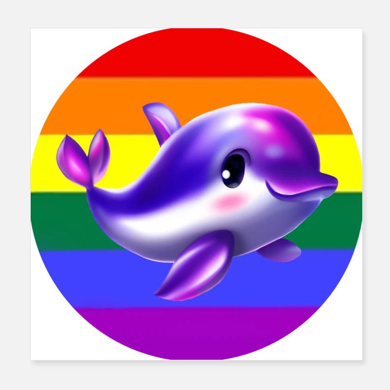 Dolphin LGBT Pride Poster 8" x 8" (20x20 cm)