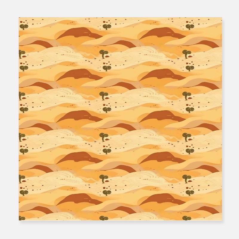 Desert Seamless Pattern Sand Sahara Dunes Arabic Poster 8" x 8" (20x20 cm)