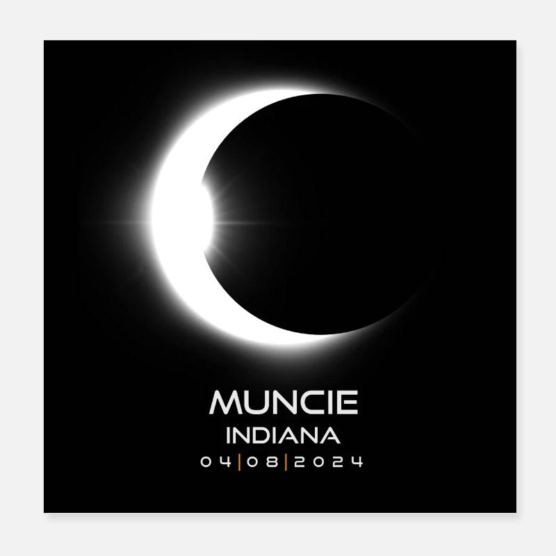 Muncie Indiana Eclipse 2024 Souvenir Cool Memento Poster 20 x 20 cm