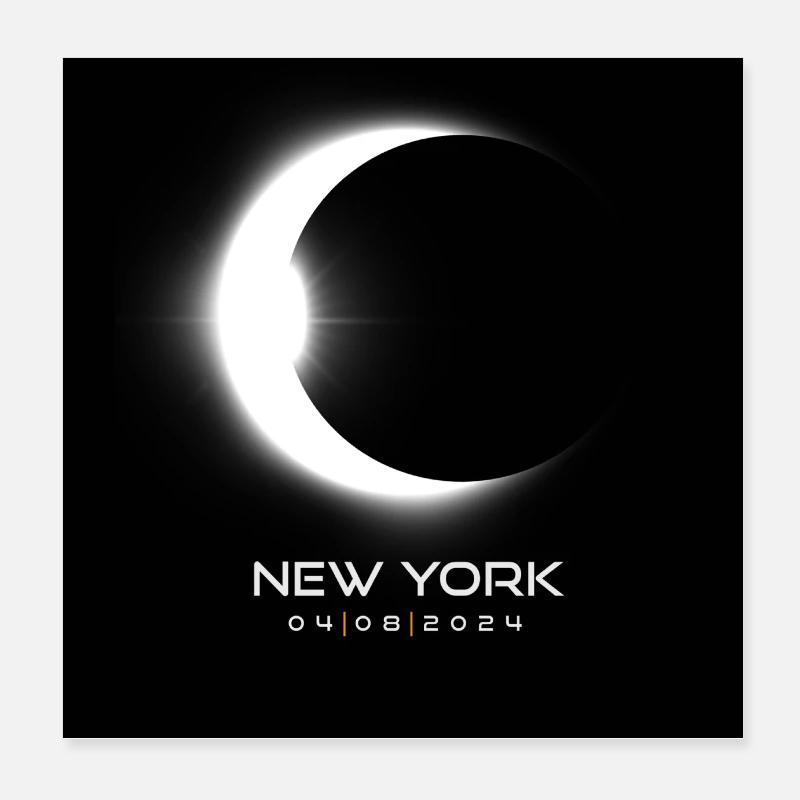 New York Eclipse 2024 Souvenir Cool Memento April Poster 8" x 8" (20x20 cm)