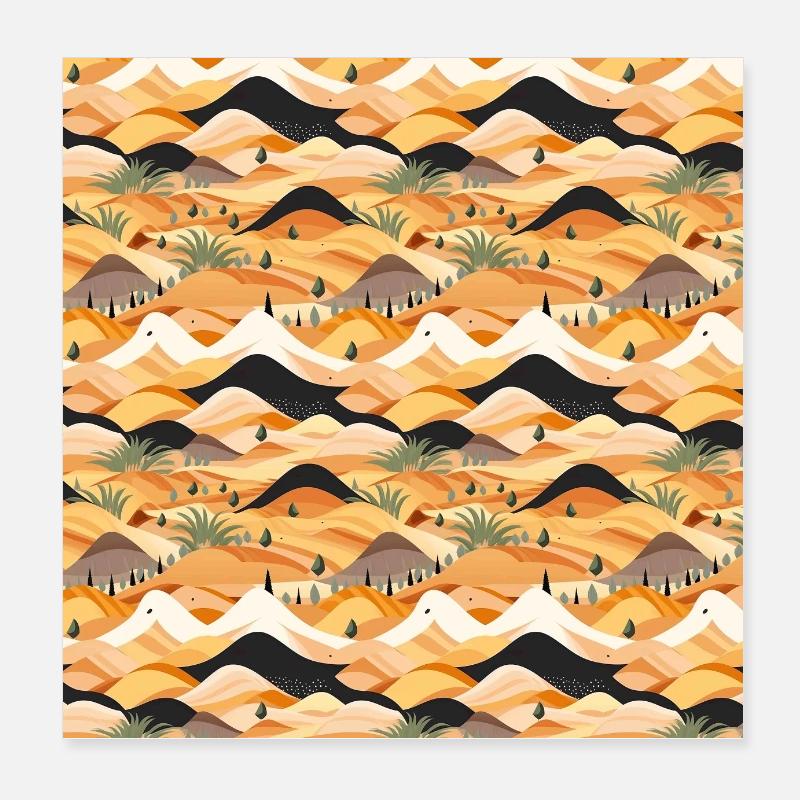 Desert Seamless Pattern Sand Sahara Dunes Arabic Poster 8" x 8" (20x20 cm)