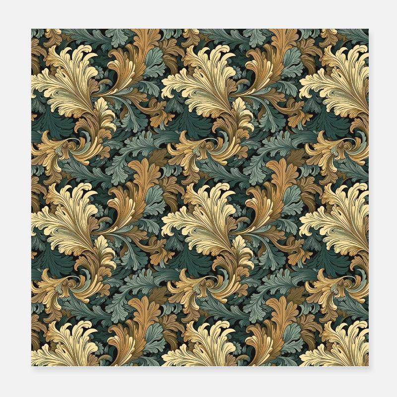 Leaves Seamless Pattern Leaf Foliage Nature Print Poster 8" x 8" (20x20 cm)