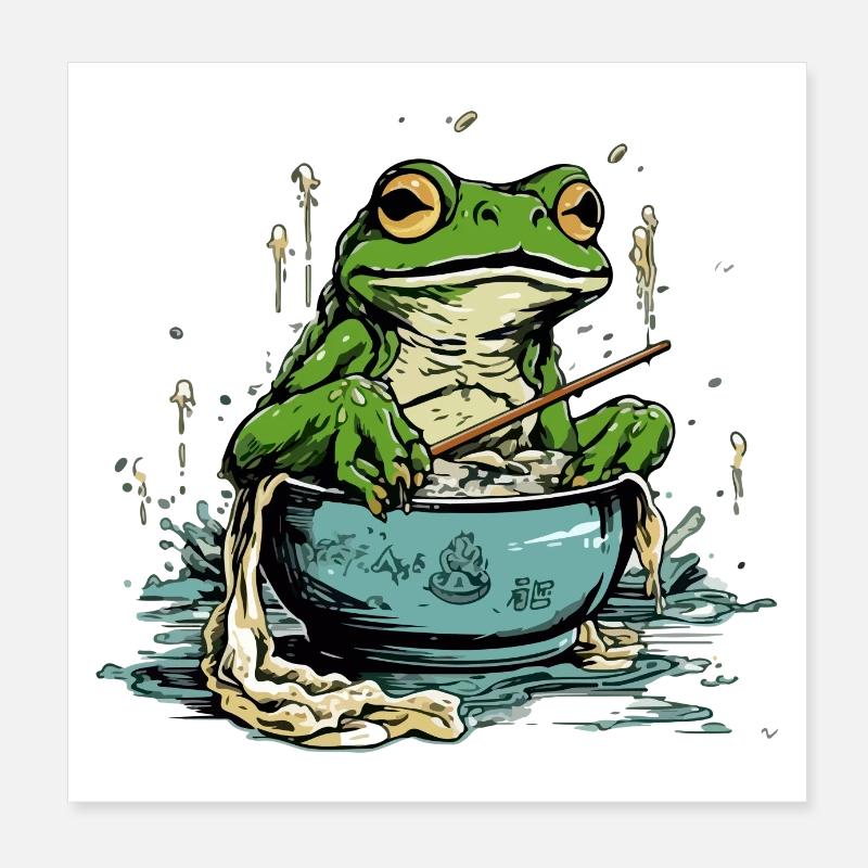 Miki la grenouille gourmande Poster 20 x 20 cm