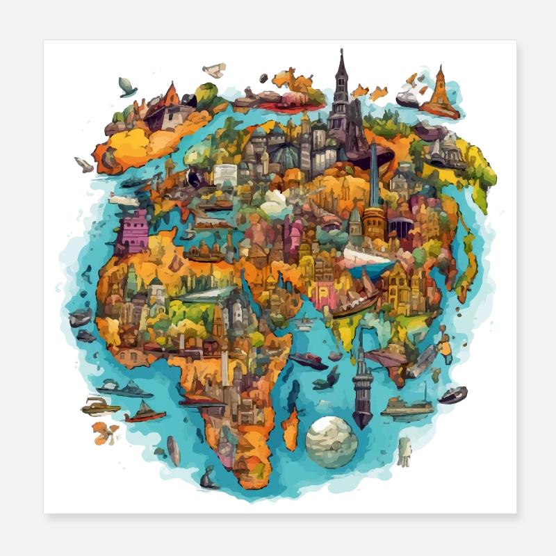 Les monuments du monde Poster 20 x 20 cm