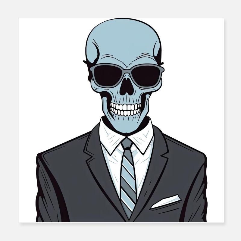 Sharp Dressed Skeleton Poster 8" x 8" (20x20 cm)