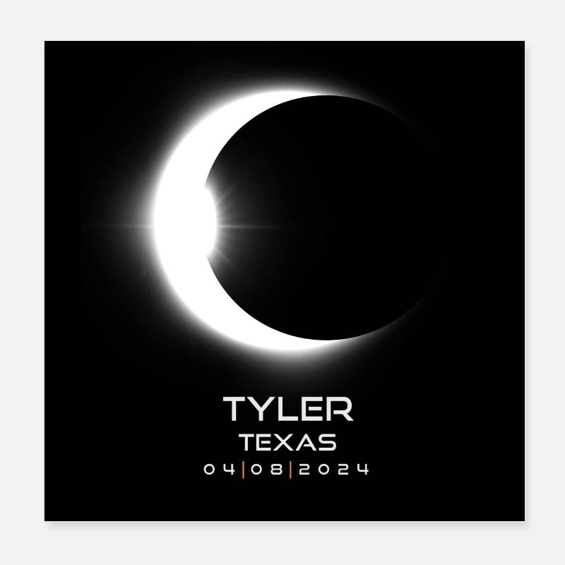 Tyler Texas Eclipse 2024 Souvenir Cool Memento Poster 8" x 8" (20x20 cm)