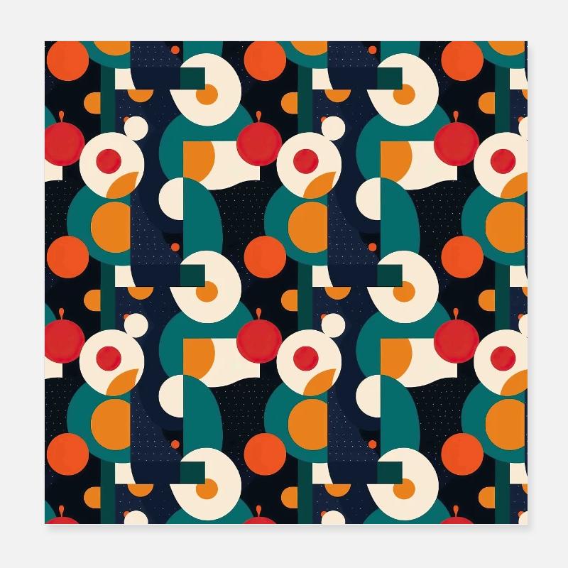 Abstract Seamless Pattern Shapes Lines Modern Art Poster 8" x 8" (20x20 cm)