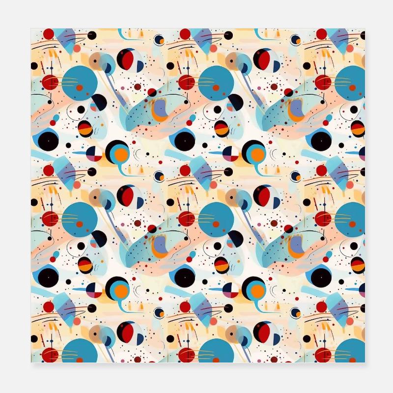 Abstract Seamless Pattern Shapes Lines Modern Art Poster 8" x 8" (20x20 cm)