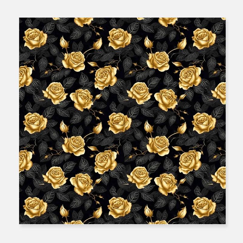 Roses Seamless Pattern Beautiful Elegant Aesthetic Poster 8" x 8" (20x20 cm)