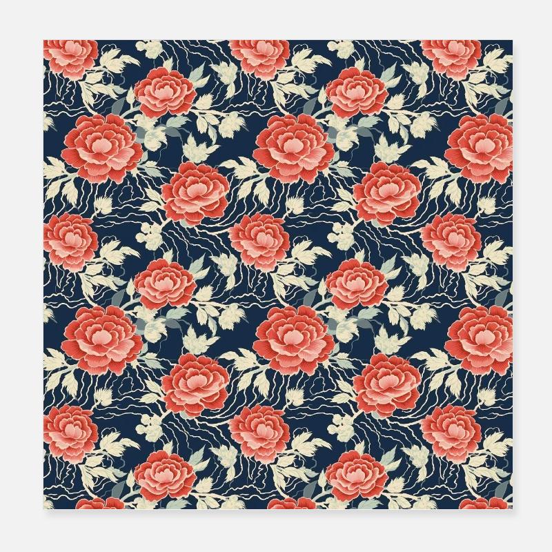 Roses Seamless Pattern Beautiful Elegant Aesthetic Poster 8" x 8" (20x20 cm)
