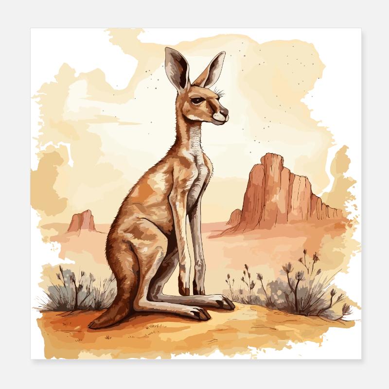 Känguru Baby Känguru Beuteltier Kangaroo Poster 20x20 cm