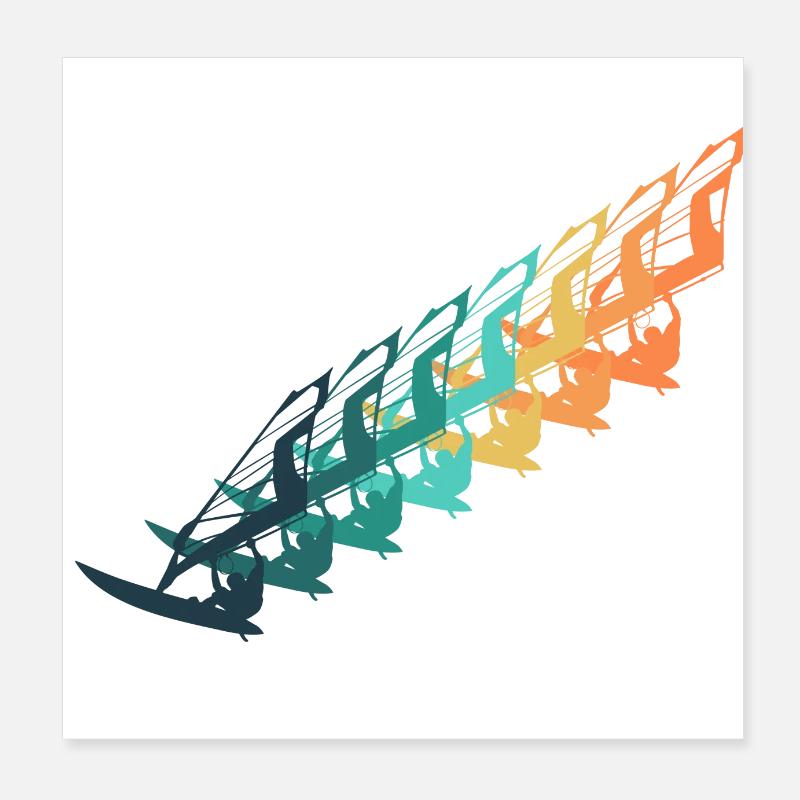 Planche à voile Vintage Poster 20 x 20 cm