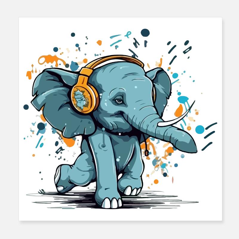 Mikoi der tanzende Elefant Poster 20x20 cm