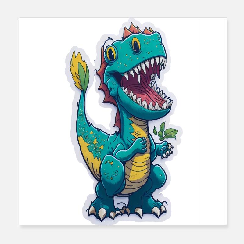 Dinosaurier lustig cool Poster 20x20 cm