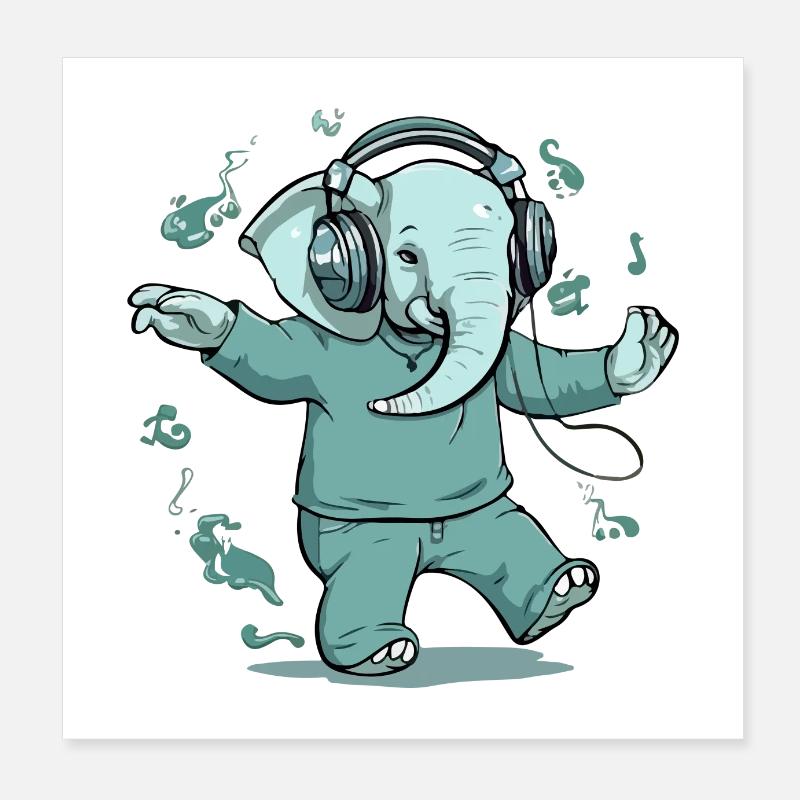 Bambo l'éléphant danseur Poster 20 x 20 cm