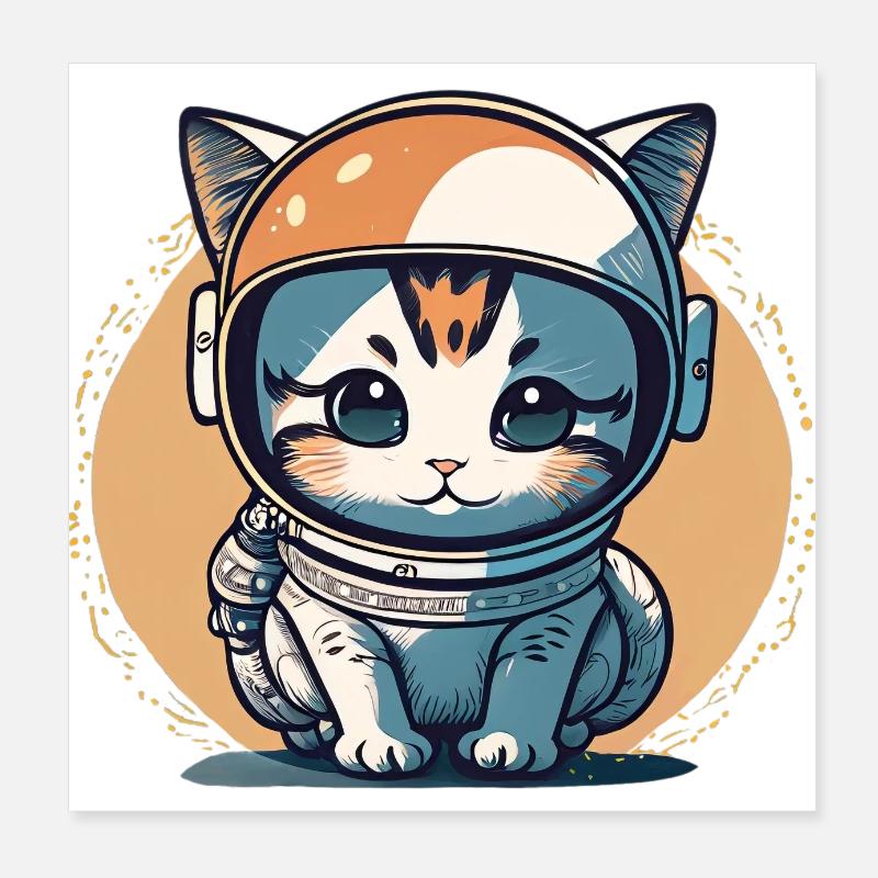 Cute chatstronaut #9 Poster 8" x 8" (20x20 cm)