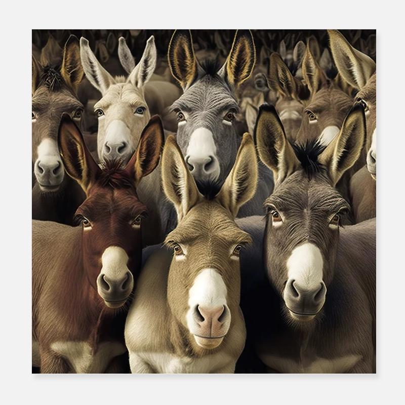Modèle d’ânes Poster 20 x 20 cm
