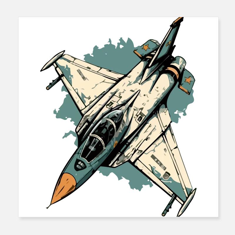 Blaues Sturmflugzeug Poster 20x20 cm