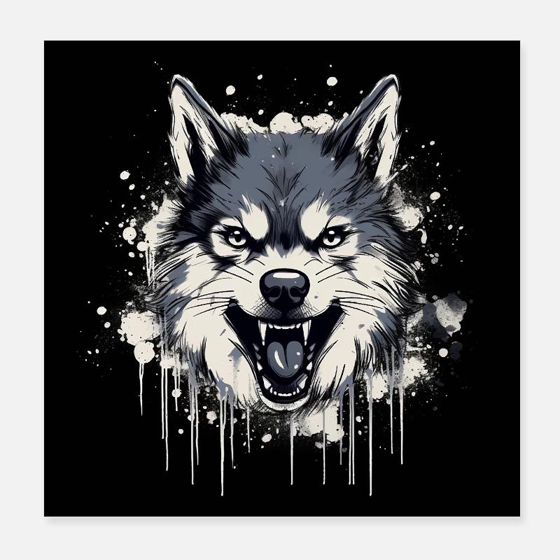 Amour Husky Noir Poster 20 x 20 cm