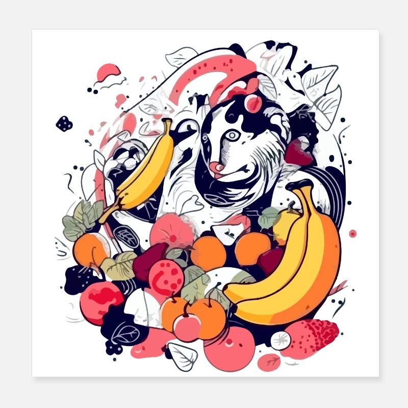 Félix dans les fruits Poster 20 x 20 cm
