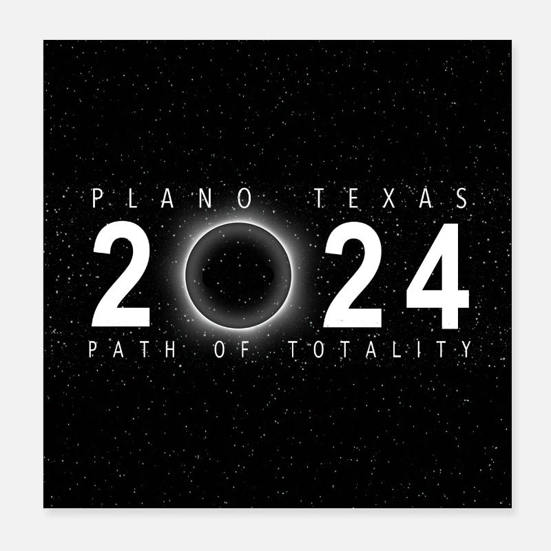Plano Texas 2024 Eclipse Souvenir Cool Memento Poster 8" x 8" (20x20 cm)