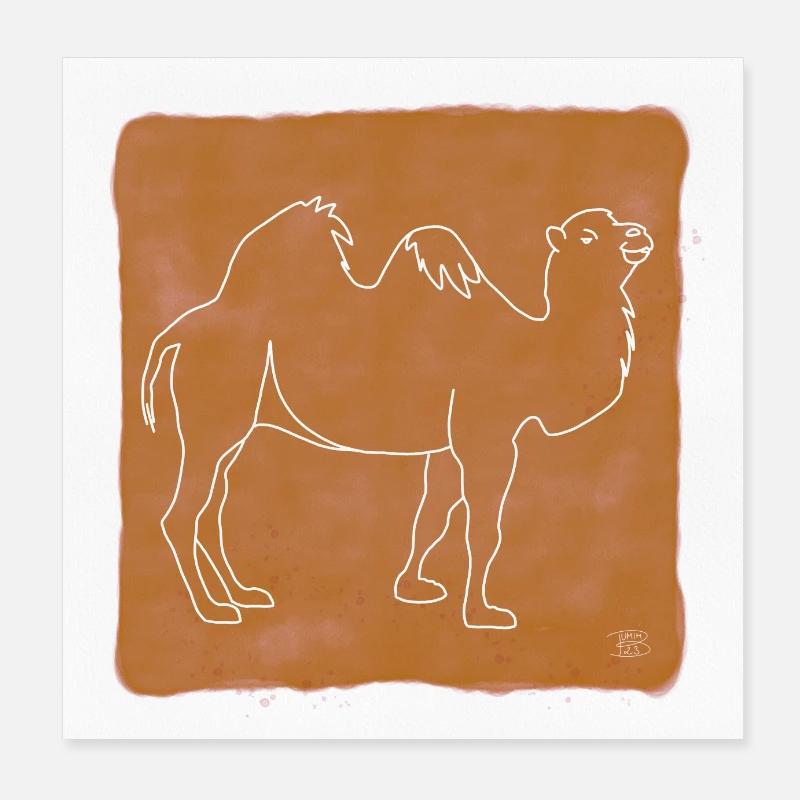 "Camel", Boho Line Art Design, Series "Desert" Poster 8" x 8" (20x20 cm)