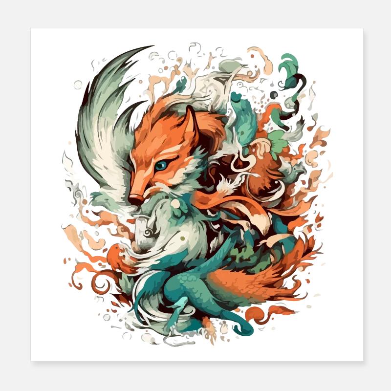 Kigo der Fuchs Phönix Poster 20x20 cm