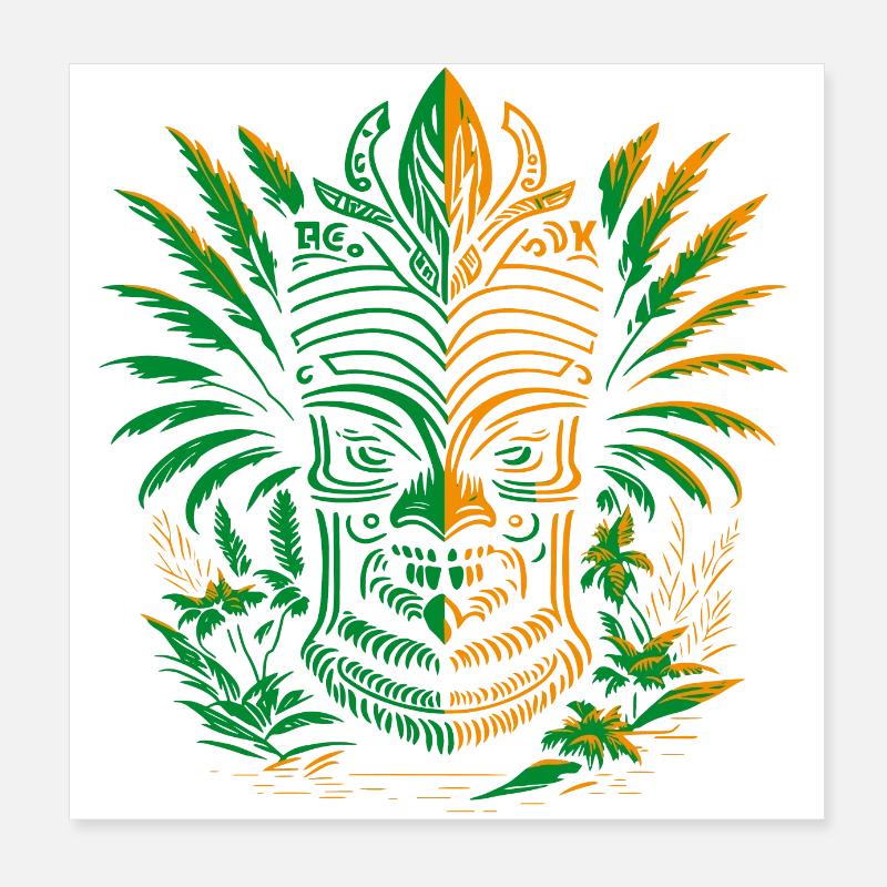 Tiki Mask Hawaii | Aloha Vibes Poster 20 x 20 cm