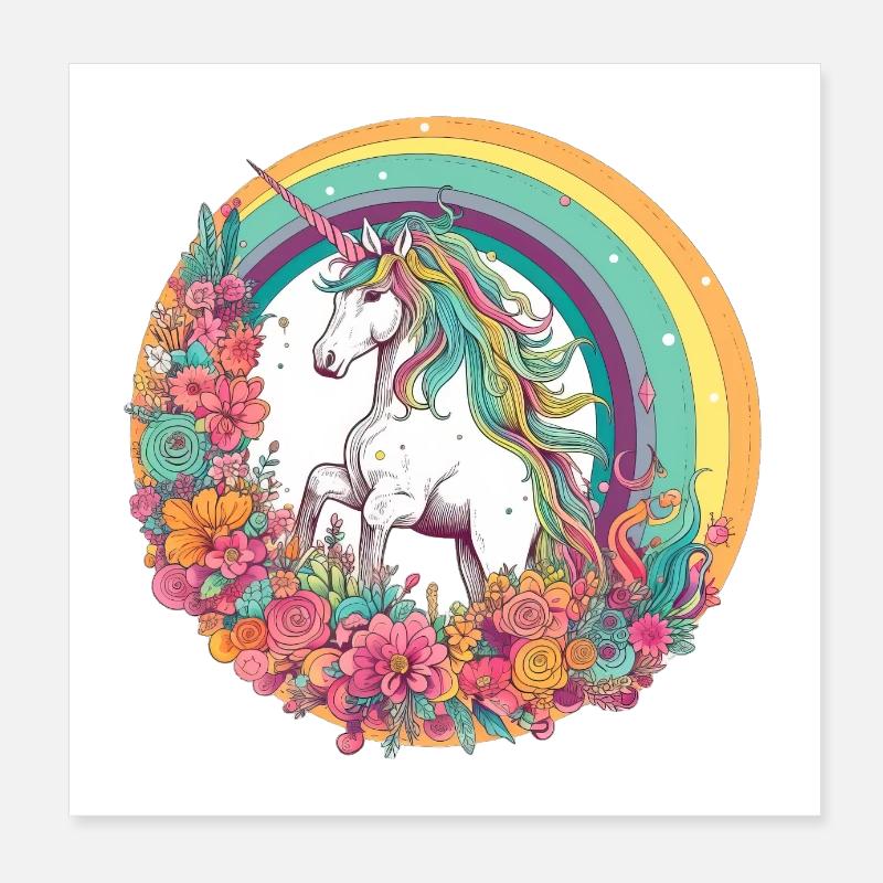 Enchanted Rainbow: Magical Unicorn Poster 8" x 8" (20x20 cm)