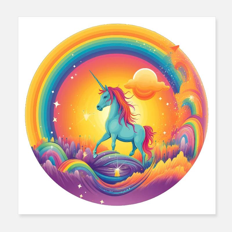 Verzauberter Regenbogen: Magisches Einhorn Poster 20x20 cm