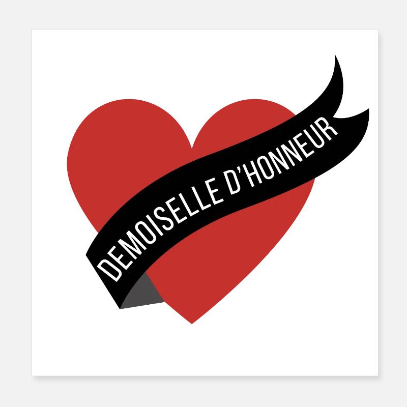 Bridesmaid red heart and ribbon Poster 8" x 8" (20x20 cm)