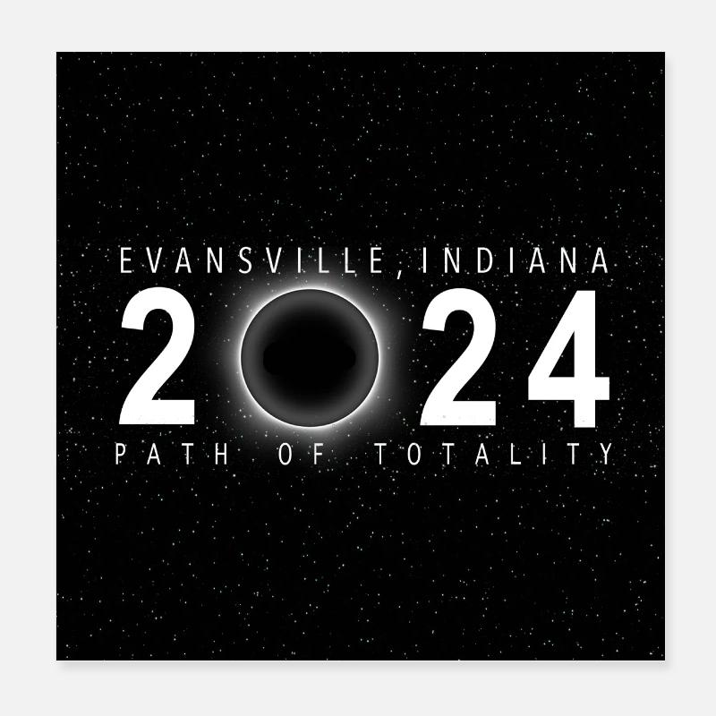 Evansville Indiana 2024 Eclipse Souvenir Cool Poster 20 x 20 cm