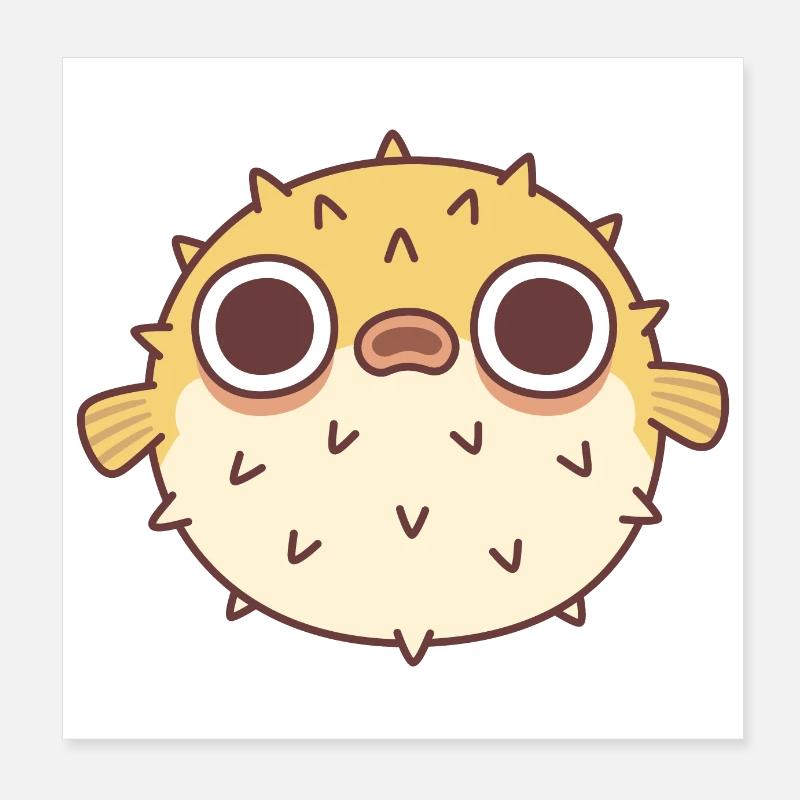 Poisson globe grincheux mignon Poster 20 x 20 cm