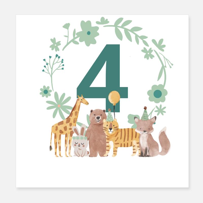 4th anniversary - fourth anniversary animals Poster 8" x 8" (20x20 cm)