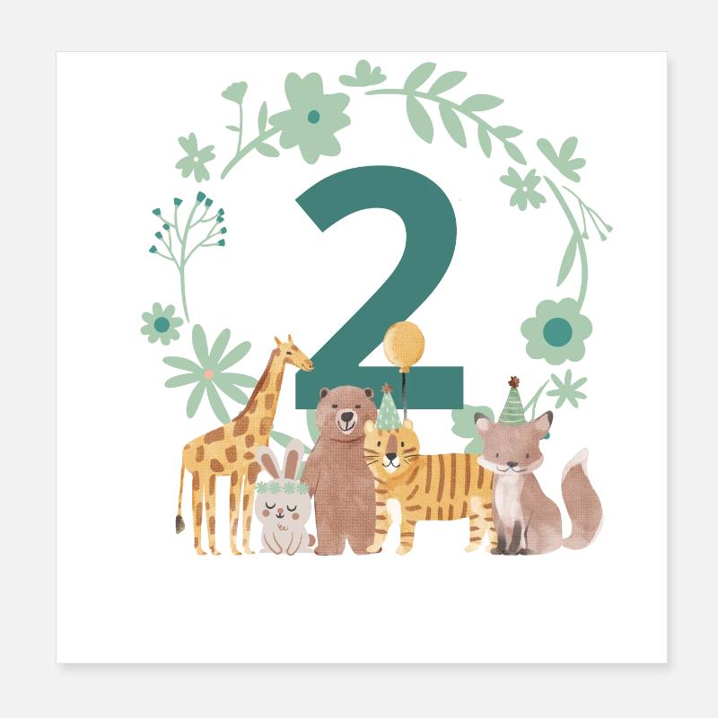 2nd Anniversary - Second Anniversary Animals Poster 8" x 8" (20x20 cm)