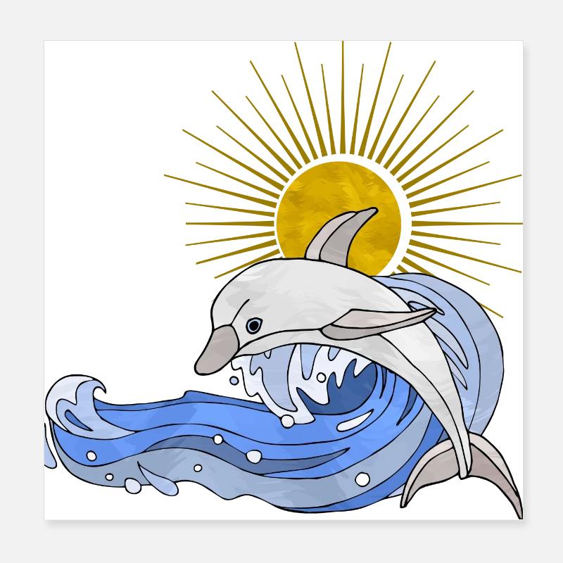 Delfin Poster 20x20 cm