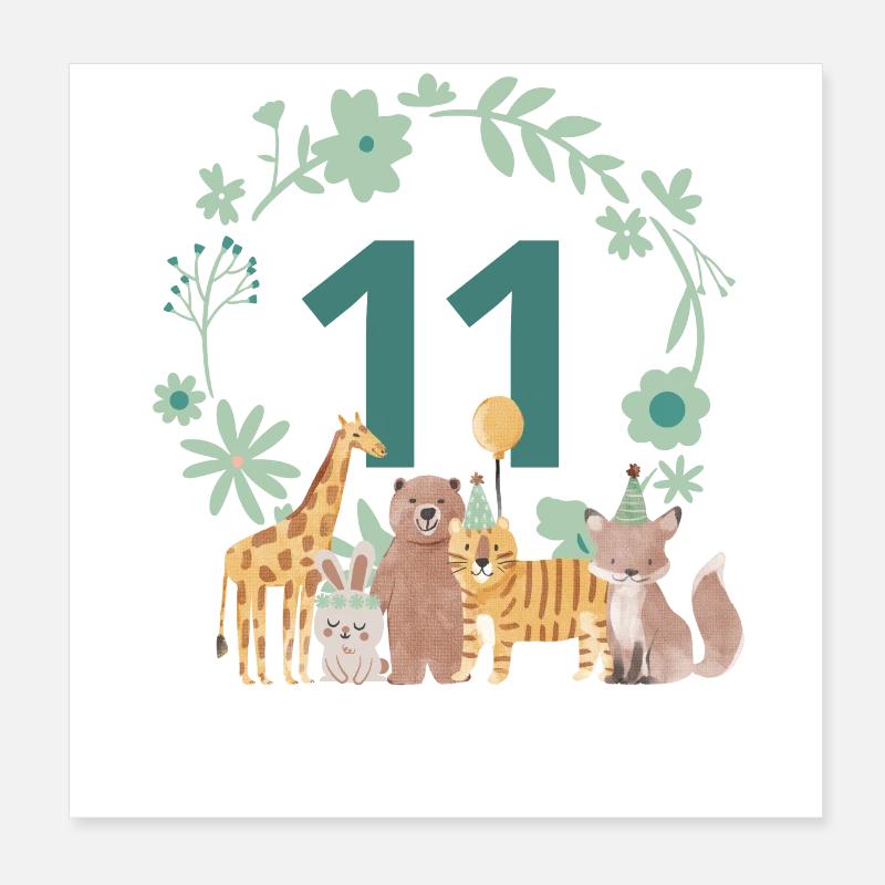 11th Anniversary - Eleventh Anniversary Animals Poster 8" x 8" (20x20 cm)