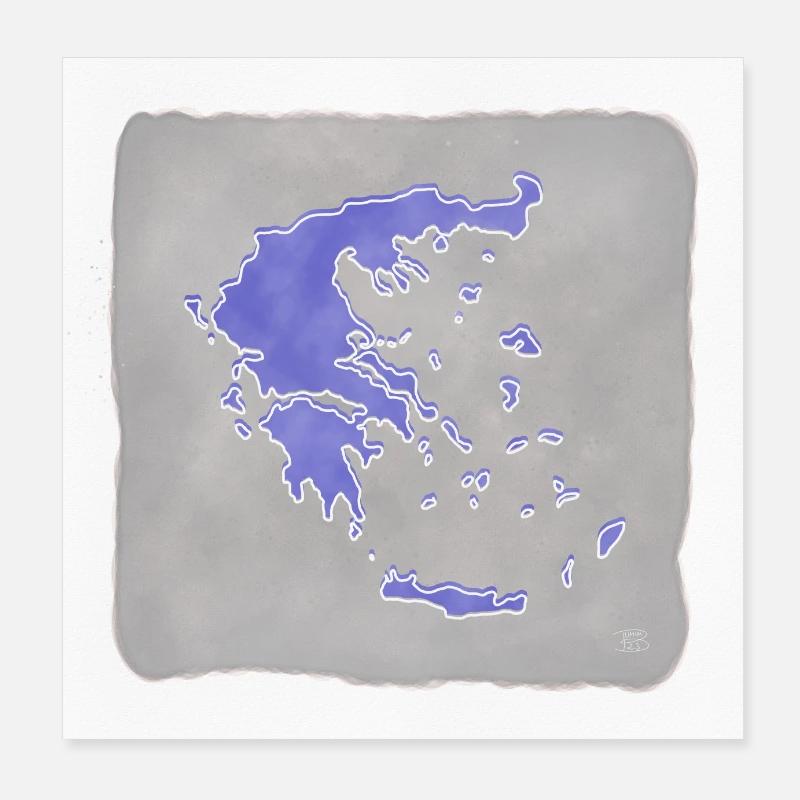"Map", Boho Line Art Design, Serie "Greece" Poster 20x20 cm